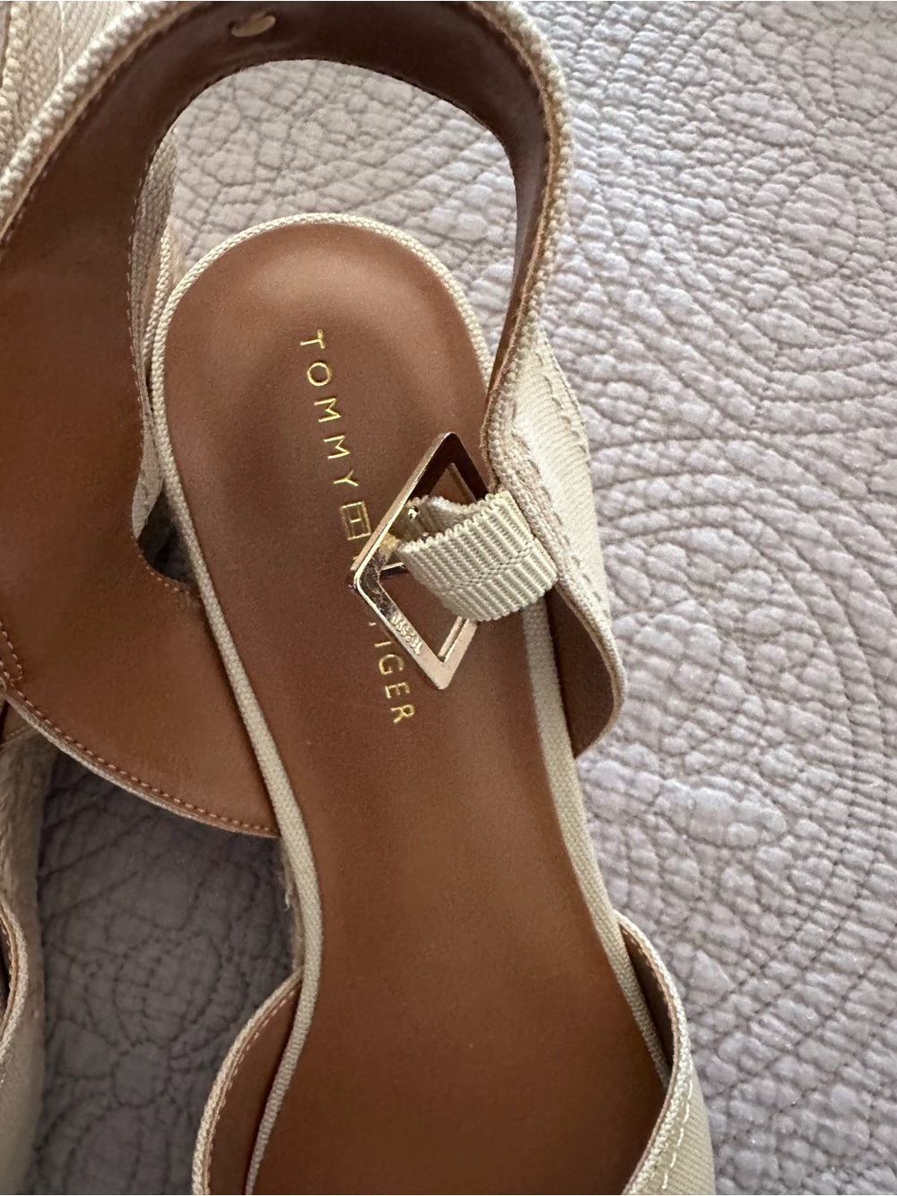 Womens Cream Canvas Espadrille Ankle Strap Wedge - Picture 5 of 5